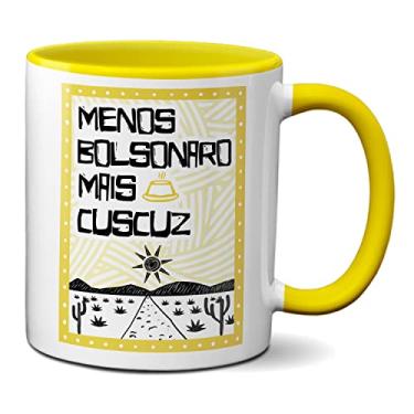 Imagem de Caneca Criativa Sertão Menos Bolsonaro Mais Cuscuz (Amarela)