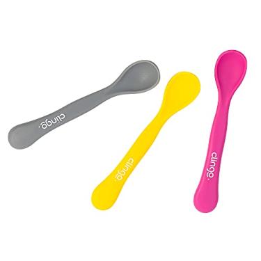 Imagem de Três Colheres Infantis, Clingo, Cinza/Rosa/Bege