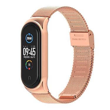 Imagem de pulseira inteligente Adequado para pulseira inteligente Xiaomi mi Band 3/4/5/6/7 Acessórios de cinta de aço inoxidável (Mi Band 7, Ouro Rosa)