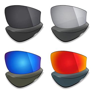 Imagem de Lentes de substituição polarizadas para Wiley X Jake da Mryok 4 pares – Preto discreto/Vermelho fogo/Azul gelo/Titânio prata