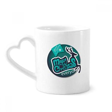 Imagem de Caneca com ilustração de rena azul Merry Christmas Caneca de café cerâmica copo de coração de vidro