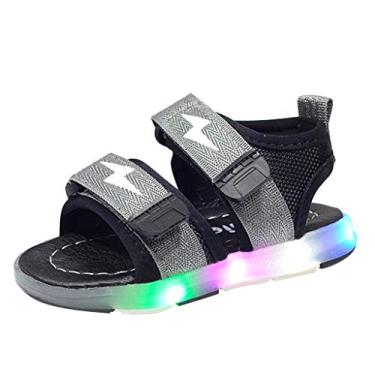 Imagem de Tênis para meninas crianças 9 corrida LED meninos sandálias esporte luminoso crianças sapatos de bebê luz bebê bebê bebê (cinza, 11,5 crianças pequenas)
