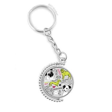 Imagem de Chaveiro de desenho animado de cachorro com estampa de ilustração de brinquedo giratório, acessórios de disco e clipe de corrente