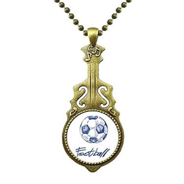 Imagem de DIYthinker Colar simples de desenho animado de futebol com padrão azul, joia antiga com pingente de música