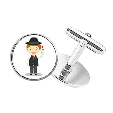 Imagem de DIYthinker Abotoaduras de punho com clipe de botão redondo com desenho da Argentina