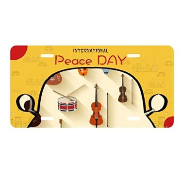 Imagem de DIYthinker Placa de licença com padrão de combinação de instrumentos musicais, etiqueta para decoração de carro, dia da paz