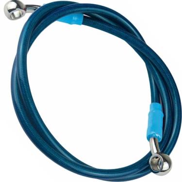 Imagem de Flexível de freio dianteiro aeroquip malha de ferro universal competição Tamanho:120 CM - Azul