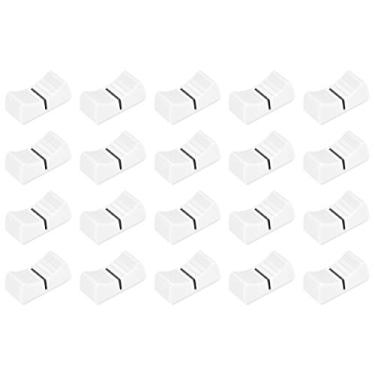 Imagem de uxcell 24 mm x 11 mm x 10 mm Console Mixer Slider Fader Knobs Substituição para Potenciômetro Botão Branco Black Mark 20 peças (orifício de ajuste 4 x 0,9 mm)