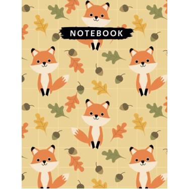 Imagem de Caderno: Caderno forrado (papel pautado universitário) - estampa de raposa, caderno de composição de capa - 100 páginas - 21,5 x 28 cm