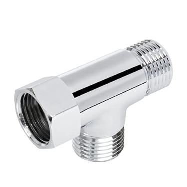Imagem de NearMoon Válvula de desvio de 3 vias de latão sólido G1/2" - T de encaixe de mangueira, conector adaptador em forma de T para mangueira de válvula angular, braço de chuveiro de banho e torneira de pulverizador de bidê de vaso sanitário (acabamento cromado)