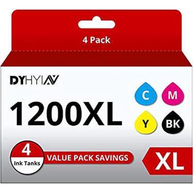 Imagem de Cartucho de tinta compatível com FJISEFEJ para Canon PGI-1200XL, funciona em modelos de impressora jato de tinta Canon Maxify MB2320 MB2350 MB2720 MB2020 MB2120 MB2050 (1 preto, 1 ciano, 1 magenta, 1