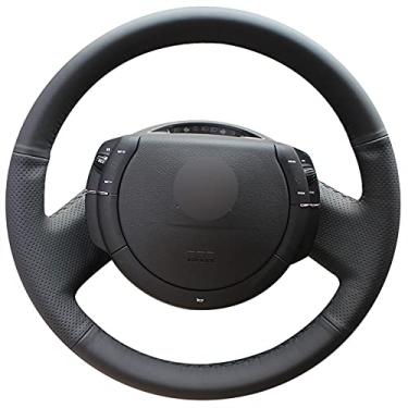 Imagem de Capa de volante de carro em couro preto e antiderrapante costurada à mão, adequada para Citroen Triumph C4 2005 2006 2007 2008 2009 2010