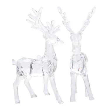 Imagem de FOMIYES 2 Unidades Alce De Natal Decoração De Casa Estatuetas De Veados Transparentes Decorações De Mesa De De Natal Rena Decoração De Natal Alces Cartola Acrílico Escritório Pequena