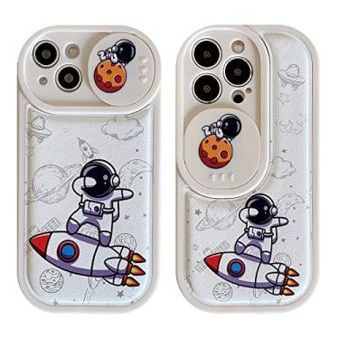 Imagem de bafokrim Super protetora! Capa de telefone de astronauta para iPhone 14 Plus, capa fofa com protetor de lente de câmera e almofada anti-choque