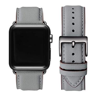 Imagem de OMIU Pulseira de couro compatível com Apple Watch SE séries 11, 10, 9, 8, 7, 6, 5, 4, 3, 2 e 1 de 38 mm, 40 mm, 41 mm, 44 mm, 46 mm, 49 mm, ultra para Apple Watch SE séries 11, 10, 9, 8, 7, 6, 5, 4, 3