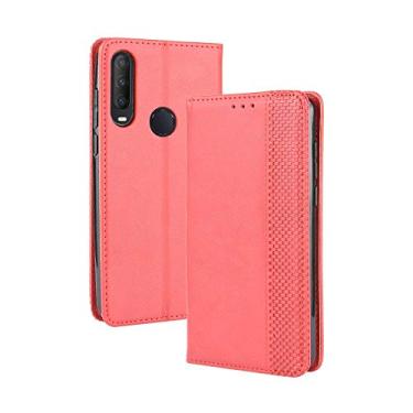 Imagem de Capa para Alcatel 1SE 2020, capa flip carteira com suporte de couro para Alcatel 1SE 2020, capa magnética retrô para celular, capa carteira com compartimentos para cartão