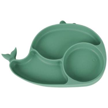 Imagem de Tigela Prato Silicone Baleia Interativo Educativo Infantil Bebê com Di