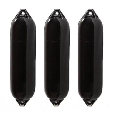 Imagem de Defensa Náutica F3 22x74,5 Preta Inflável Barco Lancha Kit 3 - Seaflo