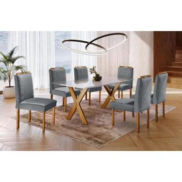 Imagem de Conjunto Sala de Jantar 6 Lugares Mesa e Cadeiras Munique Madeira Maci