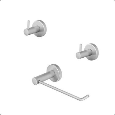 Imagem de Kit de Acessórios para Banheiro Aço Inox e Metal Escovado Acetinado  3