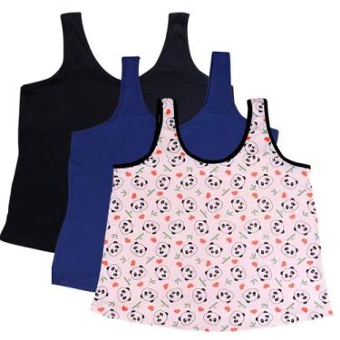 Imagem de Kit 3 Regata de Pijama Plus Size  2 Lisa 1 Estampada - Turbulencia, Pr