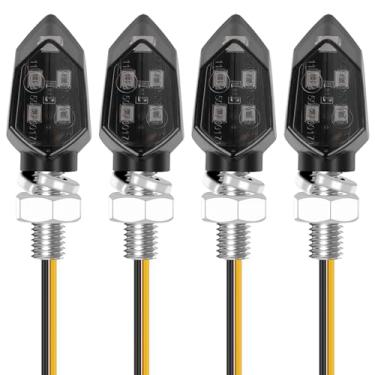 Imagem de Kinstecks 4 peças mini indicadores de direção de motocicleta, luzes de seta de 12 V para motocicleta, motocicleta, scooter, Quad Cruiser, Harley Kawasaki, Yamaha, Suzuki, off-road