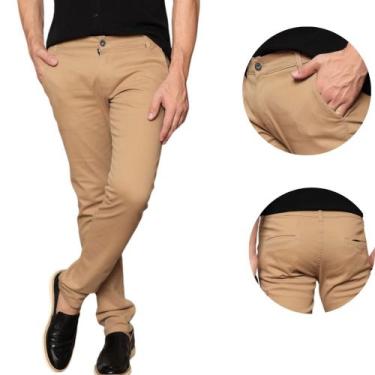 Imagem de Calça Masculina Social Sarja Slim Fit C Lycra Bolso Faca - Mitchelgutt