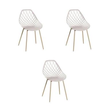 Imagem de Kit 3 Cadeiras Jantar Cloe Nude PP Base Aço - Rivatti
