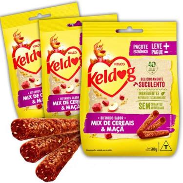 Imagem de Kit 3 Petisco Bifinho Keldog Criadores Sabor Mix de Cereais e Maçã par
