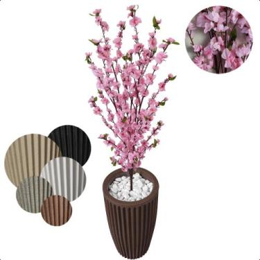 Imagem de Cerejeira Rosa Bebê Flor Artificial com Vaso Decoração - Flor de Menti