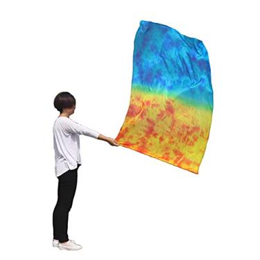 Imagem de Winged Sirenny Bandeira flexível de seda de 127 cm, pena leve, adoração de louvores litúrgicos da igreja, banner de dança de adoração de louvores litúrgicos, iniciantes praticam brincadeira de seda... (fogo e gelo)