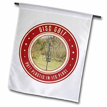 Imagem de 3dRose fl_39410_1 Putt Plastic in its Place Photography of a Frisbee Disc Golf Basket at a Local Park Garden Flag, 30 x 45 cm