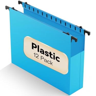 Imagem de Nordun Pastas de arquivo suspensas de plástico expansíveis, tamanho carta de pasta de arquivo com capacidade extra, pacote com 12 arquivos para pendurar, pastas resistentes, expansão de 5 cm, pasta