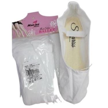 Imagem de kit Meia calça fio 40 mais sapatilha material sintético Ballet cor bra