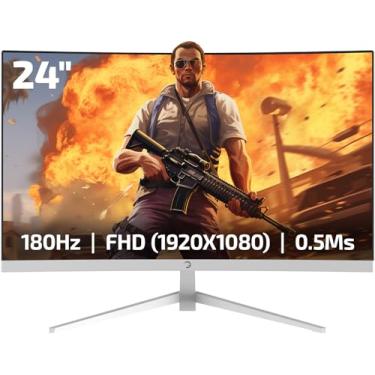 Imagem de Game Power Monitor Gamer Curvo Branco Gamepower T40 De 23,6 Polegadas, Tela De 180 Hz 1080P, Tempo De Resposta De 0,5 Ms, Painel Va, Amd Freesync, Suporte Hdr, 125% Srgb, Luz De Fundo Rgb, Alto-Fala
