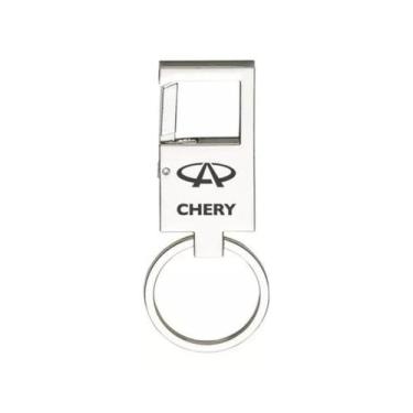 Imagem de Chaveiro Metal Espelhado Mosquetão Para Chery - E - LUALKI STORE LASER