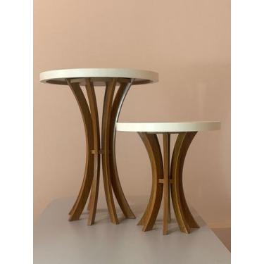 Imagem de Conjunto Mesa de Canto Cálice Sofá Sala Quarto 40 e 60 cm de altura Br