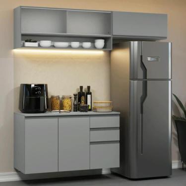 Imagem de Armário de Cozinha Compacta Suspenso 200cm Cinza Nice Madesa XA11, Cin