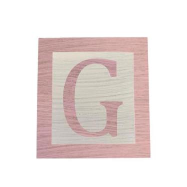 Imagem de Cubo Branco Letra Rosa Bebê com Aplique Festa Chá de Bebê Decoração 8x