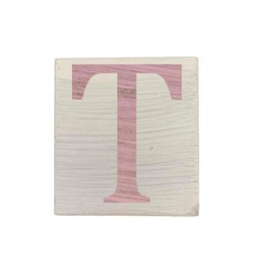 Imagem de Cubo Branco Letra Rosa Bebê Festa Chá de Bebê Decoração 8x8x8 Cm Mdf M