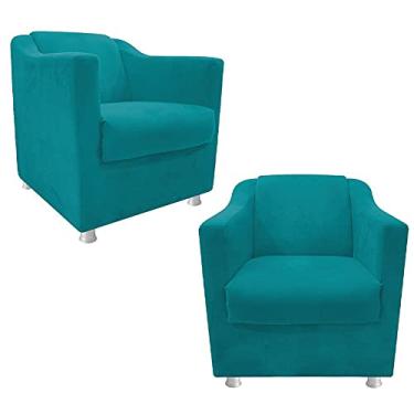 Imagem de Kit 2 Poltrona Cadeira Tila Decorativa Suede Azul Turquesa para Salão de Beleza Consultório Sala de Estar Recepção Quarto - AM Decor