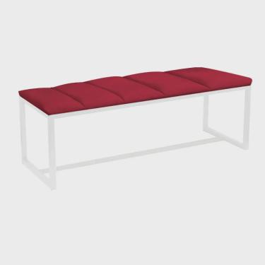 Imagem de Calçadeira Industrial Carla 195cm King Size Quarto Box Cama Ferro Branco Corino Vermelho - Ahz Móveis