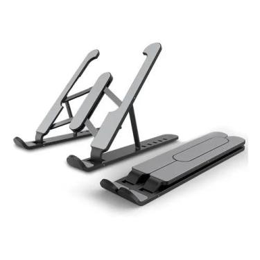 Imagem de Suporte Portátil para Notebook, 6 Níveis de Ajuste, Dobrável, 26,5x2x6 cm, Alumínio e ABS, Preto
