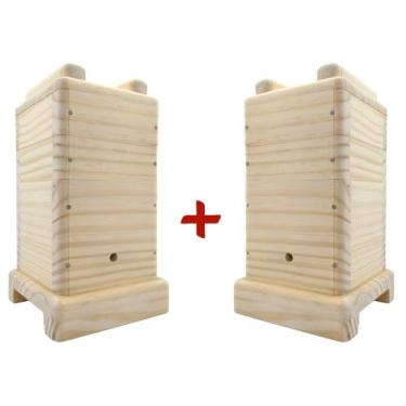 Imagem de Kit 2 Caixas para abelha Jataí 12x12 com encaixe e acetato com duas me