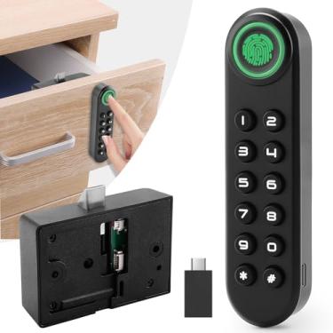 Imagem de Fechadura de armário com impressão digital, fechaduras eletrônicas inteligentes, fechadura de gaveta de senha com chave USB adequada para gabinete de escritório, guarda-roupas, bebidas alcoólicas,