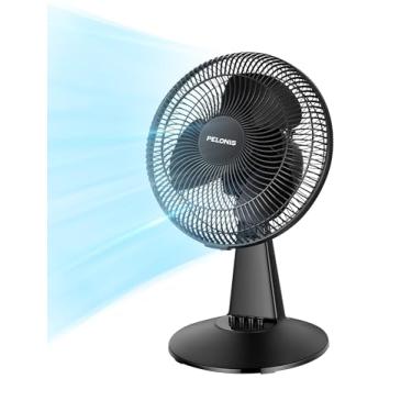Imagem de Pelonis Ventilador de mesa oscilante de 30,48 cm | Pequeno ventilador elétrico portátil de mesa | 3 velocidades | Cabeça de inclinação ajustável | Para quarto e escritório | Preto