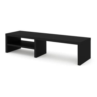 Imagem de Suporte de Monitor em MDF Preto TX 80cm com Prateleira Lateral Design 