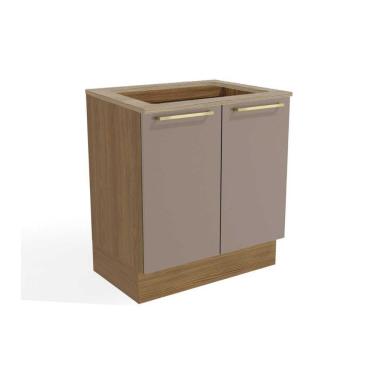 Imagem de Gabinete De Cozinha Modulado Balcão Botanic M623 P-cooktop 2 Portas C-tampo 80cm Nogueira-fendi-nogueira - Kappesberg