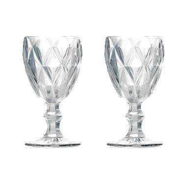 Imagem de Kit 2 Taças De Vidro Para água Diamante Transparente Emcasatem 340ml