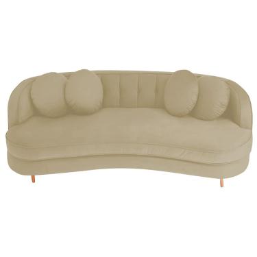 Imagem de Sofá Curvo 2 Lugares Orgânico Sala Recepção Escritório Decorativo Luxo Panamá 140cm Suede Cor Bege